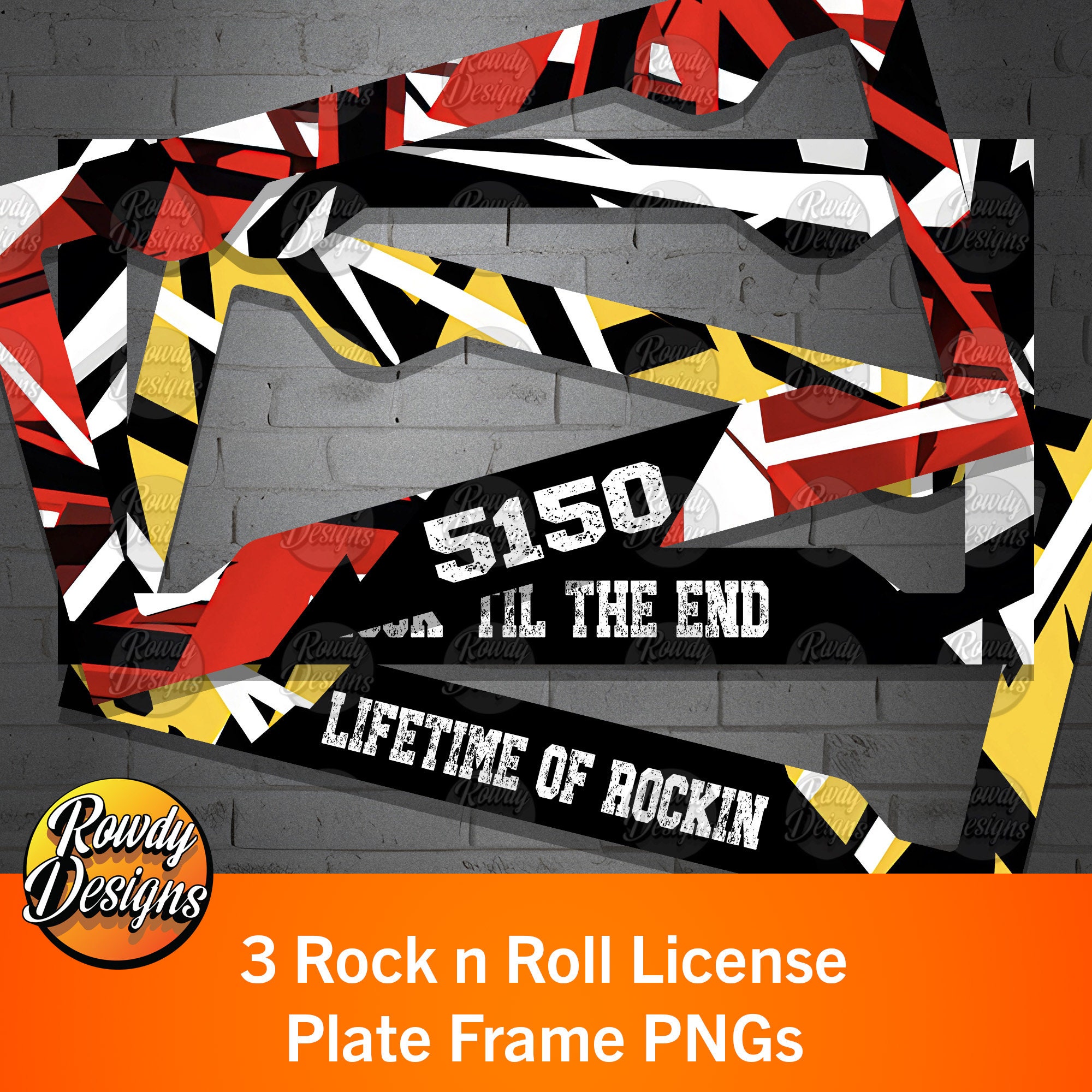Rock n Roll License Plate Frame, Three High-Quality PNG Images, Front License Plate Frame, Digital Download