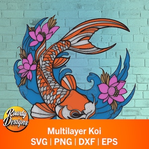 Koi multicouche SVG, fichier de coupe Koi, décoration intérieure, calque 3D, découpe de papier, fichier de machine de découpe, cadeau fait main