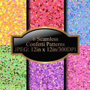 6 seamless confetti patterns, confetti pattern, jpeg files, digital download, digital papers, scrapbook paper, digital print, digital file