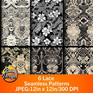 Lace Seamless Patterns, Lace Digital Paper, Lace Pattern, Stencil templates and transfers