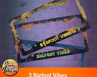Bigfoot Vibes License Plate Frame PNG: Sublimation Designs (Digital Download)