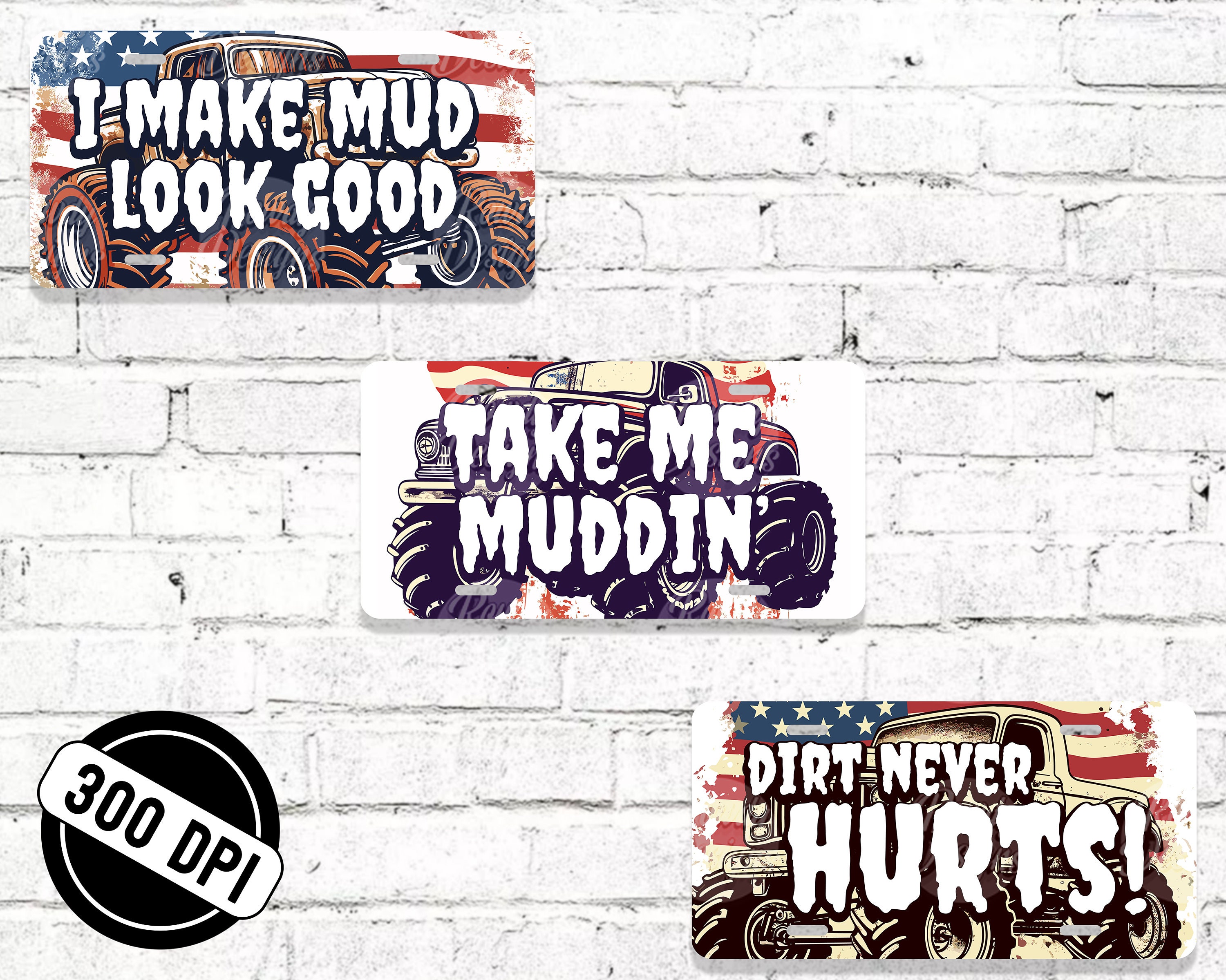 Muddin Sticker Muddin' License Plate Design: Off-road PNG Prints (set of 3) (digital ...