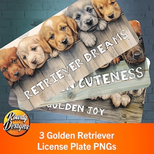 Golden Retriever sublimatie kentekenplaat, nummerplaat wrap, schattige auto tag, clip art & afbeeldingsbestanden, sublimatie PNG