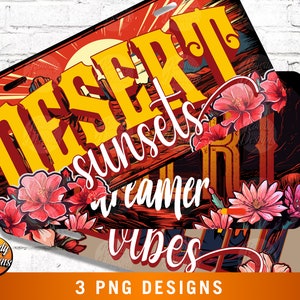 Desert Vibe Sublimation License Plate Designs • Desert car tag • Three High-Quality PNG Images • Front License Plate