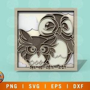 Owls multilayer SVG - owl 3D multilayer - home decor - multilayer svg - owls for kids - DIY project