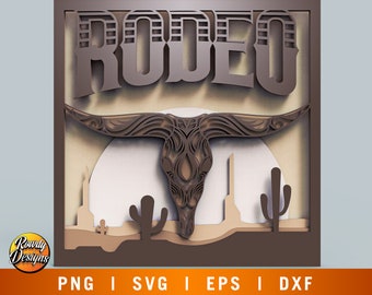 Rodeo multilayer SVG, mandala cut file, 3D layer, western, Paper cutting, SVG, cutting machine files file, 3D mandala plywood