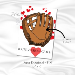 You’re a Great Catch! 3.5” x 5” Valentine’s Day Cookie Card - Instant Digital Download Printable