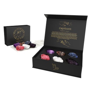 Capricorn Zodiac Crystals Gift Set Zodiac Signs Healing Crystals Birthstones Real Crystals with Personalized Horoscope Box