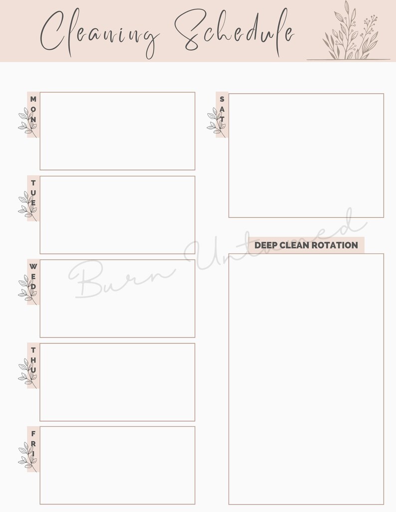 Cleaning Schedule Printable - Etsy