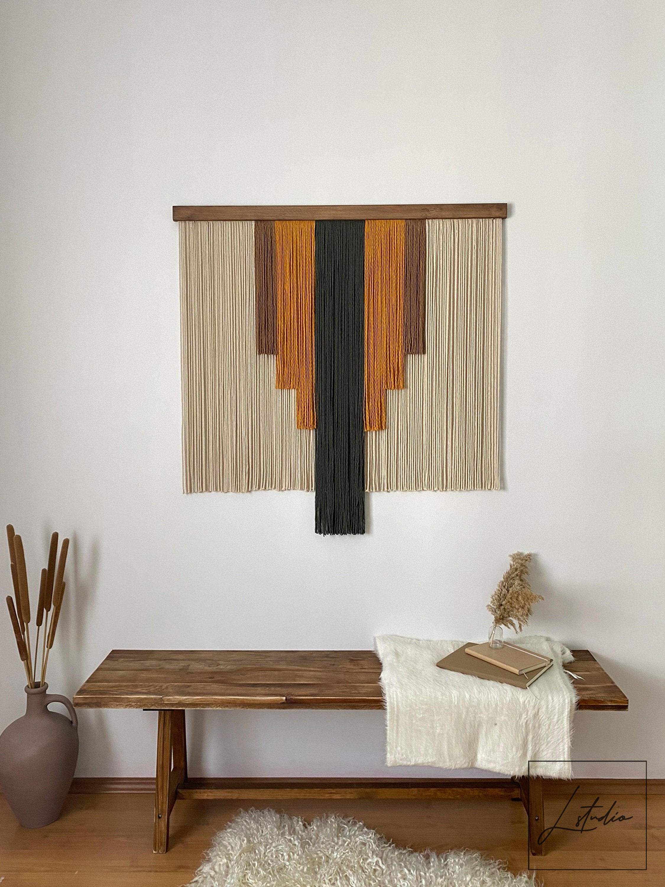 Modern Geometric Fiber Art Wall Decor With Autumn Colors Etsy