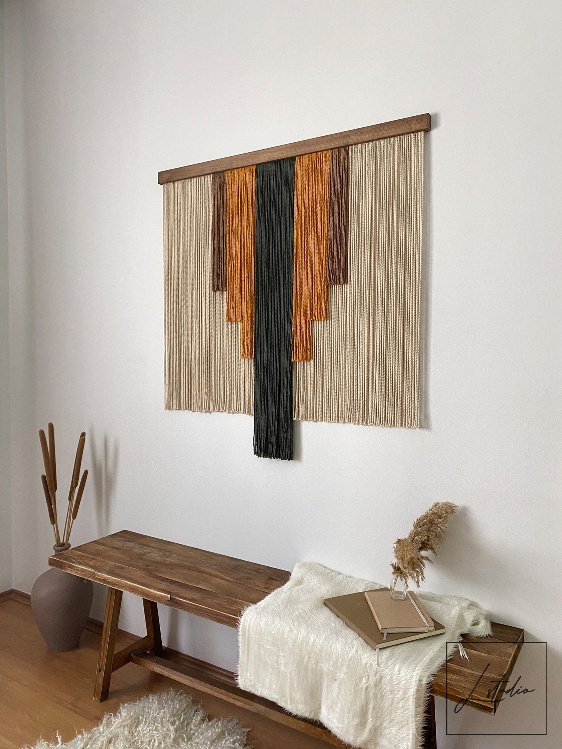 Modern Geometric Fiber Art Wall Decor With Autumn Colors Etsy