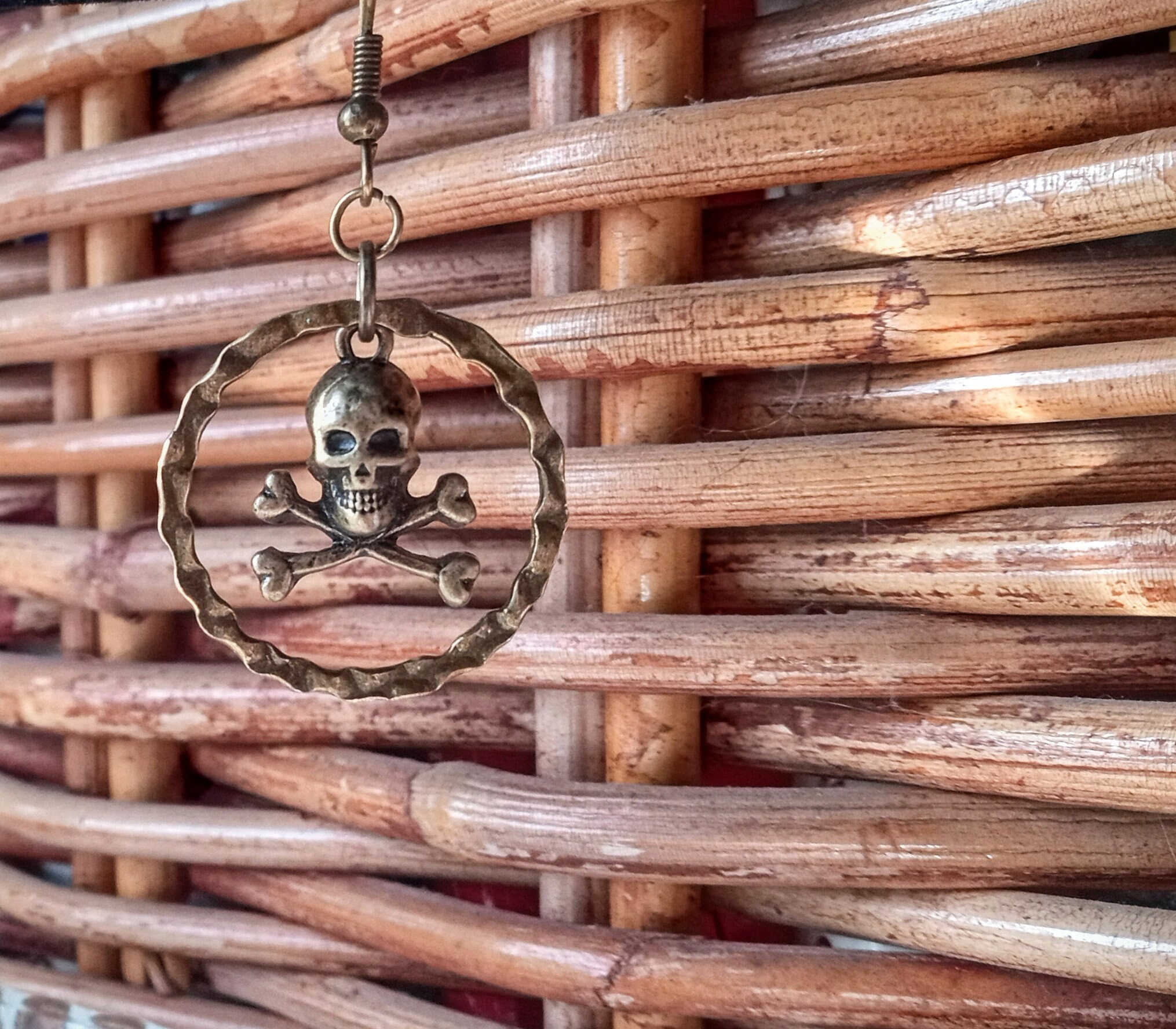 【関税送料込】Skull & pearl brass earrings☆☆ Brass Skull Earrings - Etsy