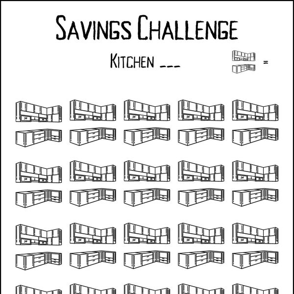 Savings challenge for building or renovating your kitchen! Savings Challenge Tracker, Money challenge, Instant Download, Printable PDF, A5