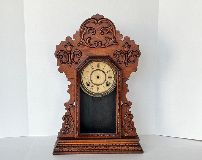 Clock Case & Dial E. Ingraham Co. Oak Gingerbread Case Original Dial