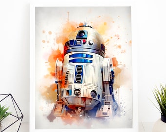 Stunning R2D2 Start wars print - Watercolor Illustration - Home Decor