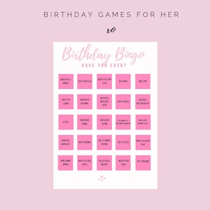 Birthday Bingo Party Games Printable adult games for her 18th 21st 30th 40th