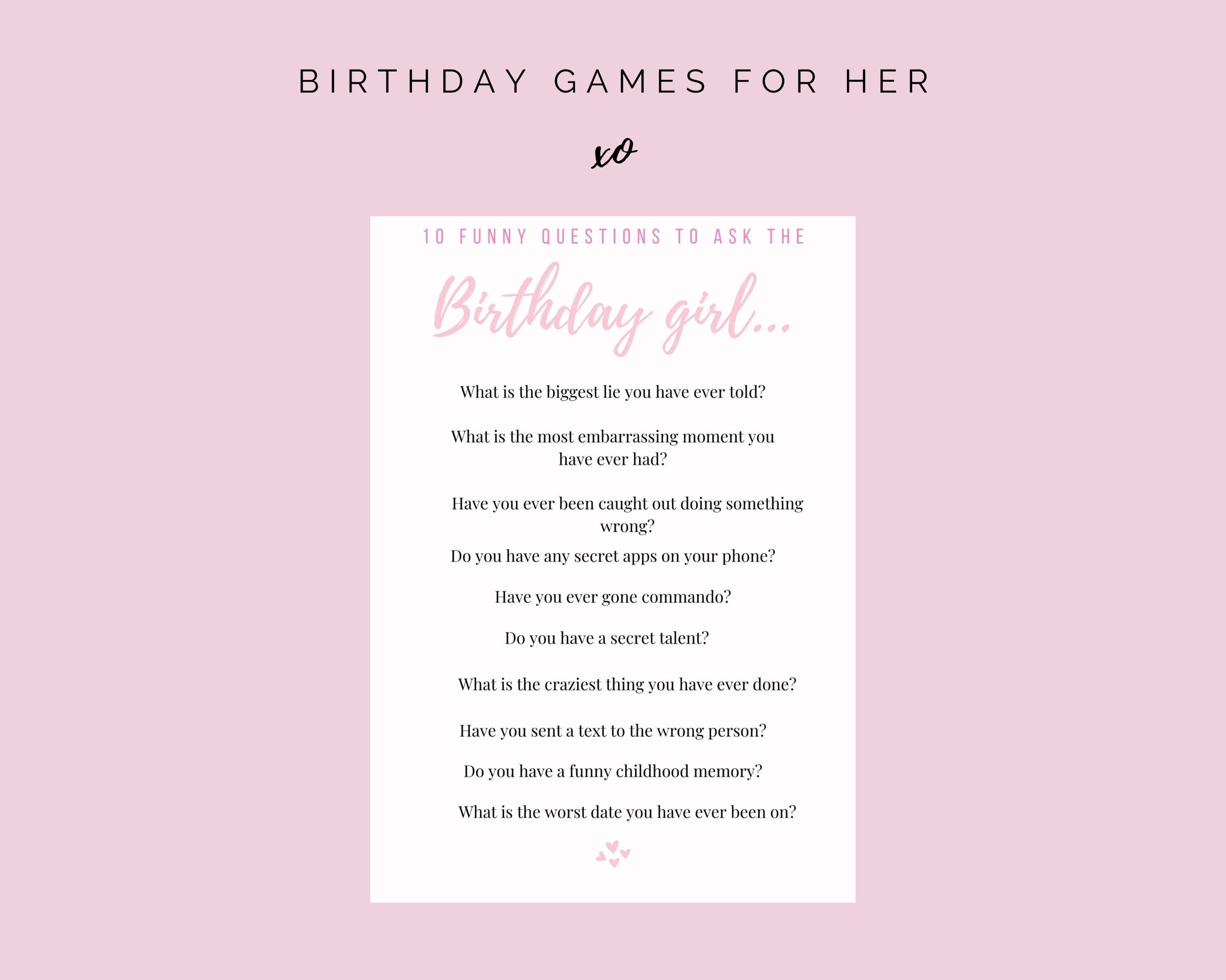 10 Funny Questions to Ask the Birthday Girl Printable Fun - Etsy 10 Funny Questions to Ask the Birthday Girl Printable Fun - Etsy