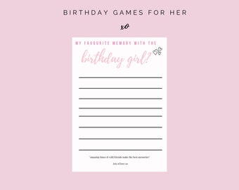 My Favourite Memory With The Birthday Girl Games Printable Birthday Girl Games For Her 18th 21st 30th