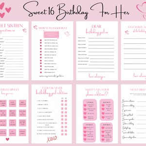 Sweet Sixteen Birthday Games For Her Bundle, Teen Party Games, Teen Girl Birthday Games, Teenager Birthday Party Favor