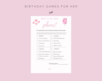 What's On Your Phone Printable Birthday Party Game For Her Adult Games 18th 21st 30th