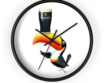 Toucan with Pint Illustration Wall Clock | Guinness Pint on Beak
