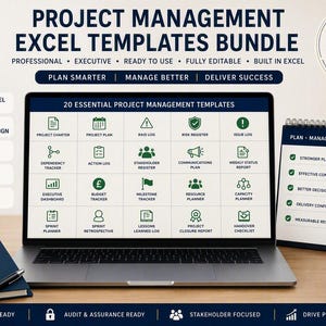 Project Management Templates Bundle | 20 Editable PM Tools (Digital Download)