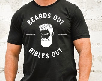 Christian Beards Out Bibels Out Christliches T-Shirt Geschenk für Männer Theologie Tshirt reformiert T-Shirt für ihn