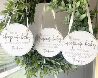 Baby Sleeping Sign, Don&#39;t Ring Doorbell, Front Door Sign, Do Not Disturb Sign, Do Not Knock Sign, Baby Shower Gift, Newborn Gift, New Mom