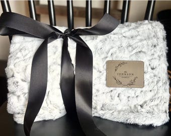 Personalized Monogram Blanket, Custom Name Throw Blanket,  Customized Plush Blanket, Wedding or Housewarming Gift