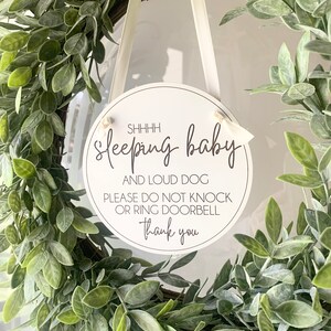 Baby Sleeping Holzschild – 'Don't Ring Doorbell', 25,4 X 12,7 Cm, Mit Aufhängeseil, Für Tür & Wand