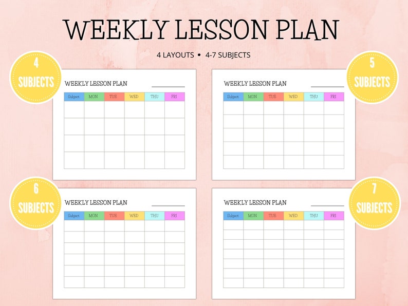 Weekly Lesson Plan Template, Printable Homeschool Planner, Homework Planner, Academic Planner image 2