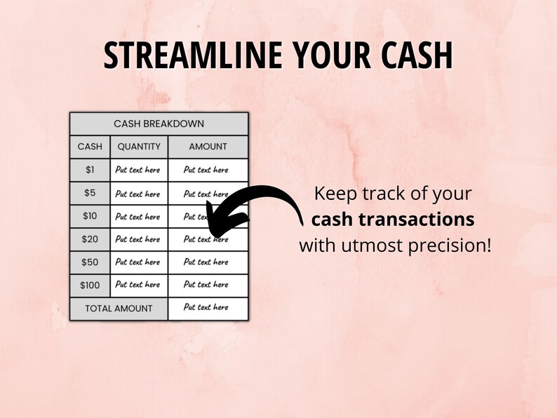 Cash Breakdown Slips, Bank Teller Slips, Printable PDF Letter/3x3.5 Etsy