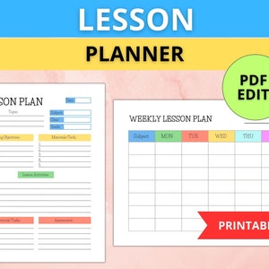 Weekly Lesson Plan Template, Printable Homeschool Planner, Homework Planner, Academic Planner image 1