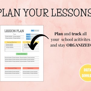 Weekly Lesson Plan Template, Printable Homeschool Planner, Homework Planner, Academic Planner image 4