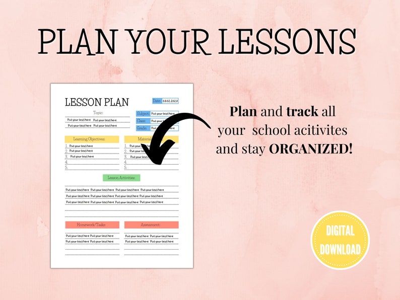 Weekly Lesson Plan Template, Printable Homeschool Planner, Homework Planner, Academic Planner image 4