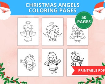 50 Cute Angels Christmas Coloring Pages + 20 Fun Facts About Christmas, Kid's Activities, Printable PDF