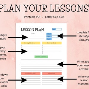 Weekly Lesson Plan Template, Printable Homeschool Planner, Homework Planner, Academic Planner image 3