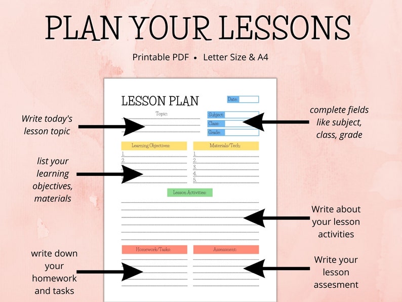 Weekly Lesson Plan Template, Printable Homeschool Planner, Homework Planner, Academic Planner image 3