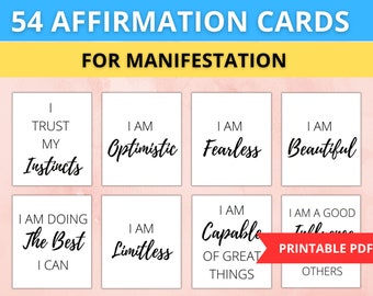 Positive Affirmation Card Deck, Cards for Law of Attraction, Daily Affirmation Deck, Manifesting Kit, Affirmation Cards Printable