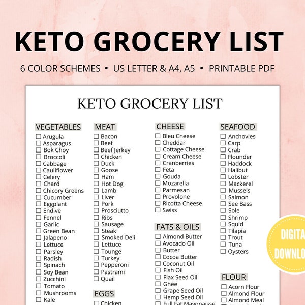 Diabetic Grocery List Etsy