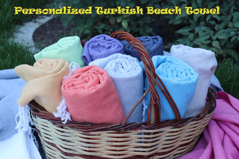 Personalized Turkish Beach Towel for Bride, Bachelorette Party Favor