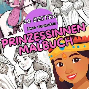 Princess Coloring Book - magical coloring book with 30 pages of coloring pictures for children