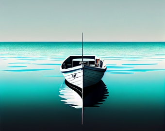 Boat illustration, minimalist inspired, 1 PNG digital file