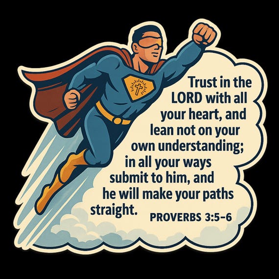 Superhero Bible Verse Sticker | Christian Digital Download | Faith-Based Printable PNG | Scripture Hero Art