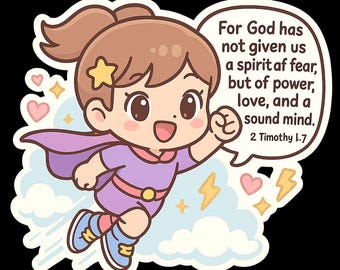 Kawaii Bible Verse Stickers | 5 Cute PNG Christian Stickers | Faith-Based Vinyl Decals | Scripture Sticker Pack | Digital download