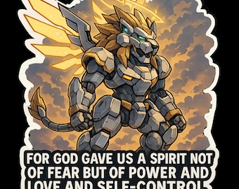 Mecha Bible Verse Sticker PNG | 5 PNG Christian Anime Sticker files | Faith Digital Download | Scripture Printable Art