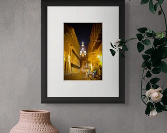 Cartagena Wall Art Framed Cityscape Print | Colombian Night Photography | Historic Travel Decor | Vibrant Cartagena Photography Print