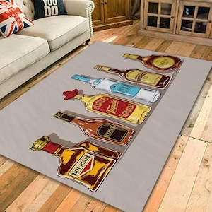 Liquor Rug, Party Rug, Drinks Carpet, Coktail Rug, Modern Carpet, Bedroom, Non-slip Runner Rug for Kitchen, Dining Room Carpet, Office Rug,