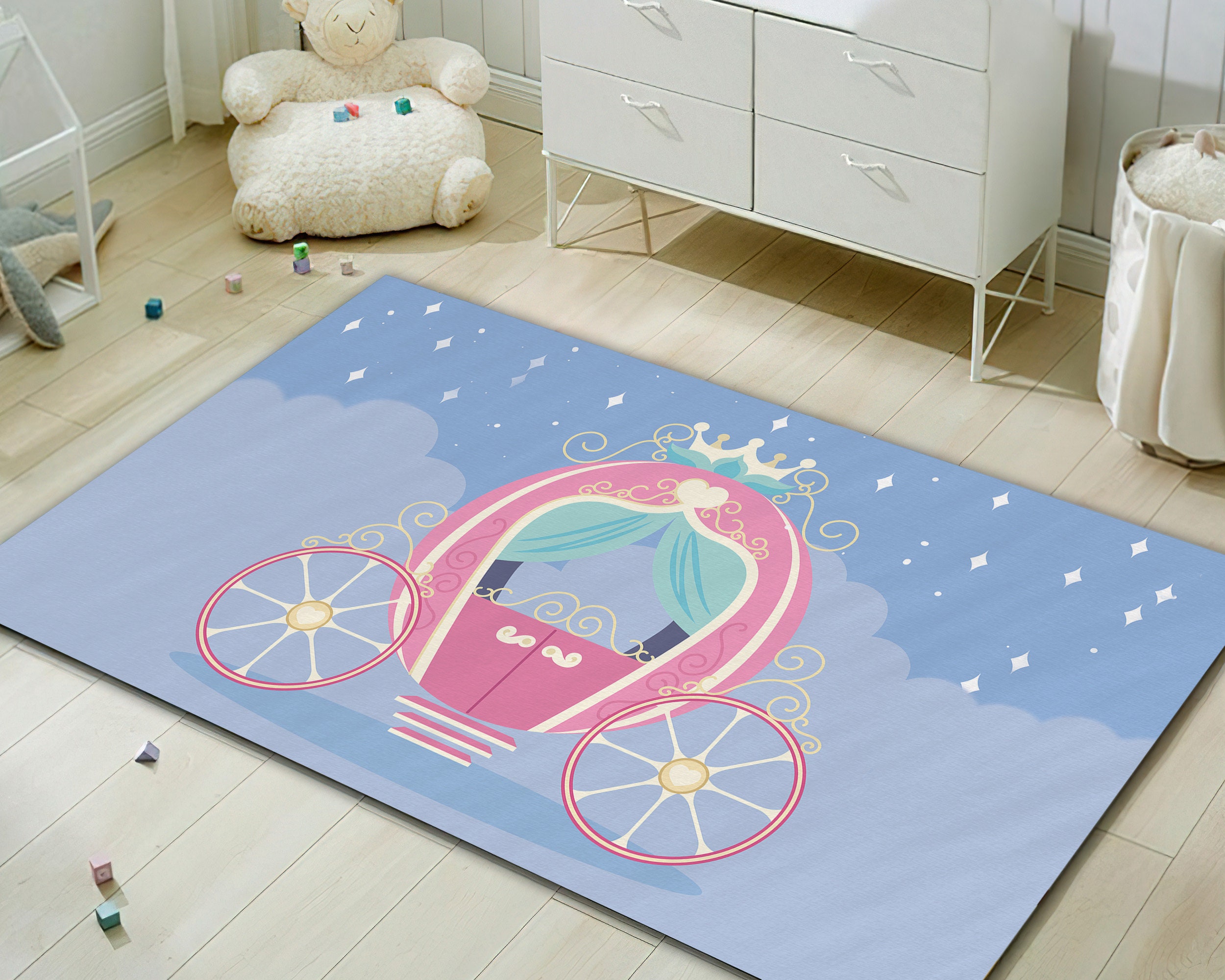 Discover Fairytale Rug, Baby Room Rug, Bedroom, Non-Slip Rug for Kids Room, Area Rug, Kids Rug, Baby Room, Unicorn, Fairytale Carpet, Alfombra