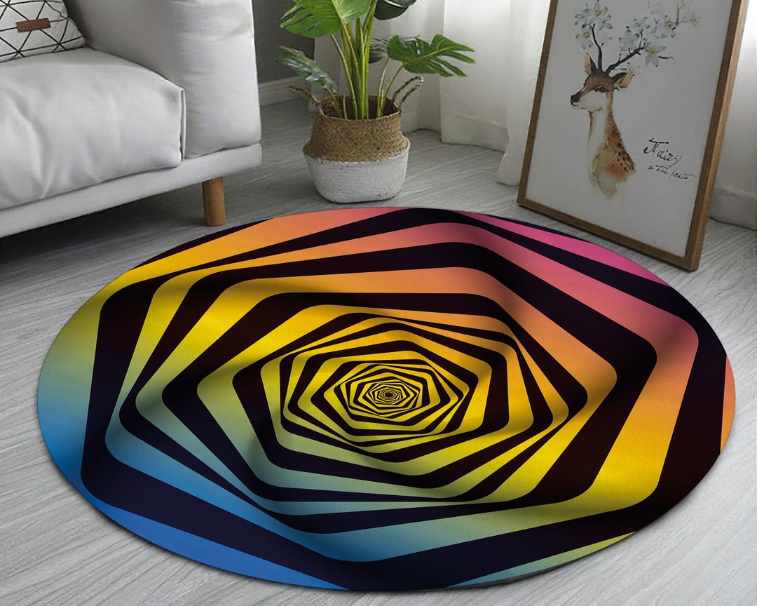Psychedelic Rug, Modern Carpet for Living Room, Bedroom, Non-slip ...